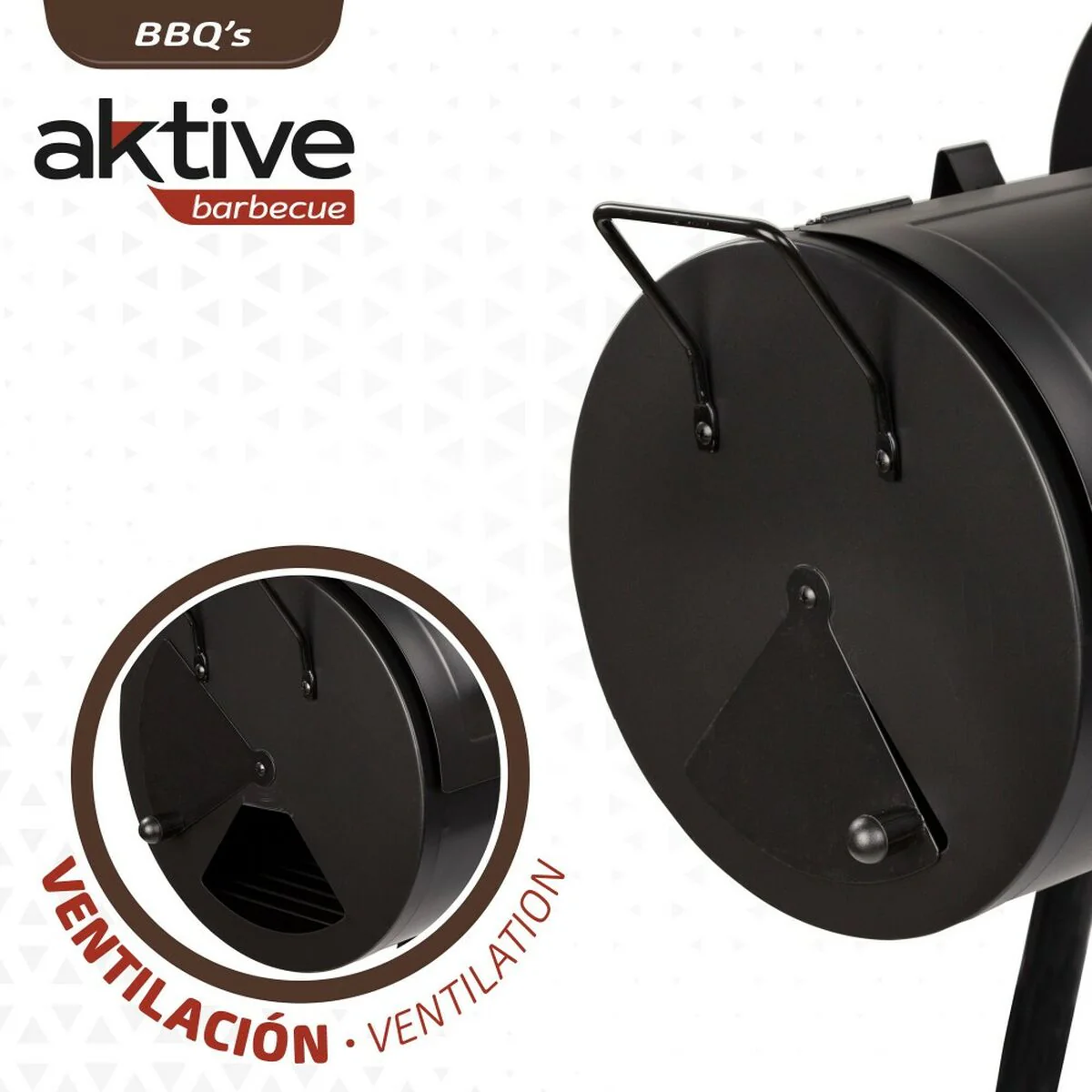 Barbecue a Carboni con Ruote Aktive Acciaio Plastica Metallo smaltato 106 x 106 x 61 cm Nero - Image 3